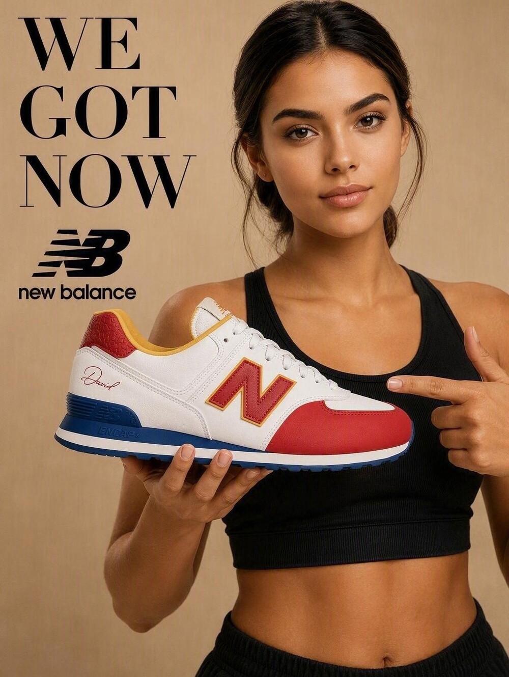 David Sunflower New Balance Men's White, Red & Blue Sneakers - Sz 13